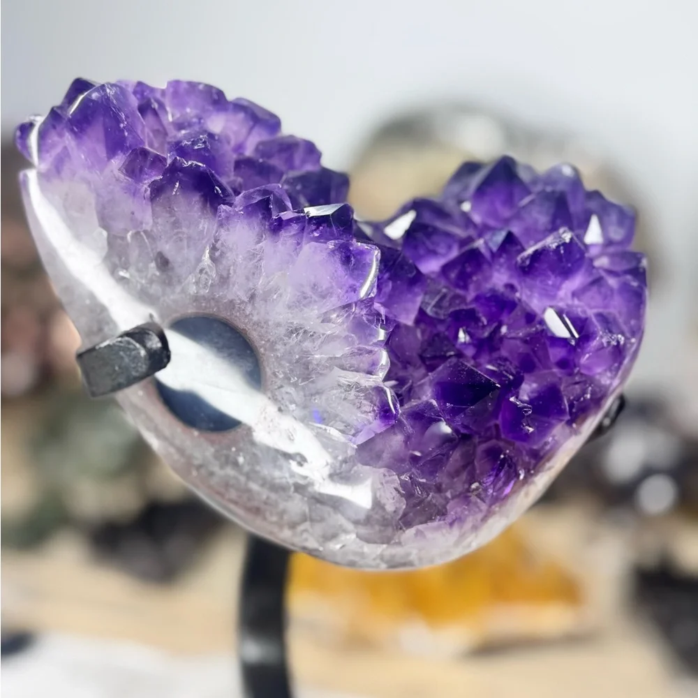 💜 Deep Purple Big Points Amethyst Agate Metal Stand – High Grade from Uruguay 💜 - Picture 8 of 9